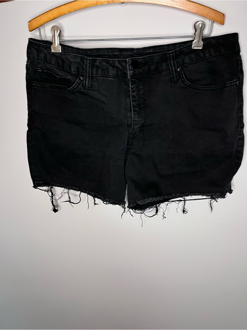 Seven7 Black Denim Cut Off Shorts Frayed Hem Womens Size 14